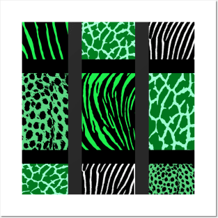 Green Mixed Animal Print Posters and Art